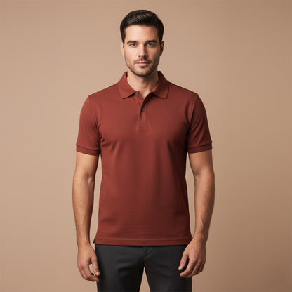 Chomba ZELVOR Essential Piqué – Rojo Terracota